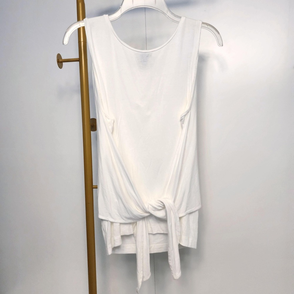L White Front Tie Ann Taylor Tank, Size Large